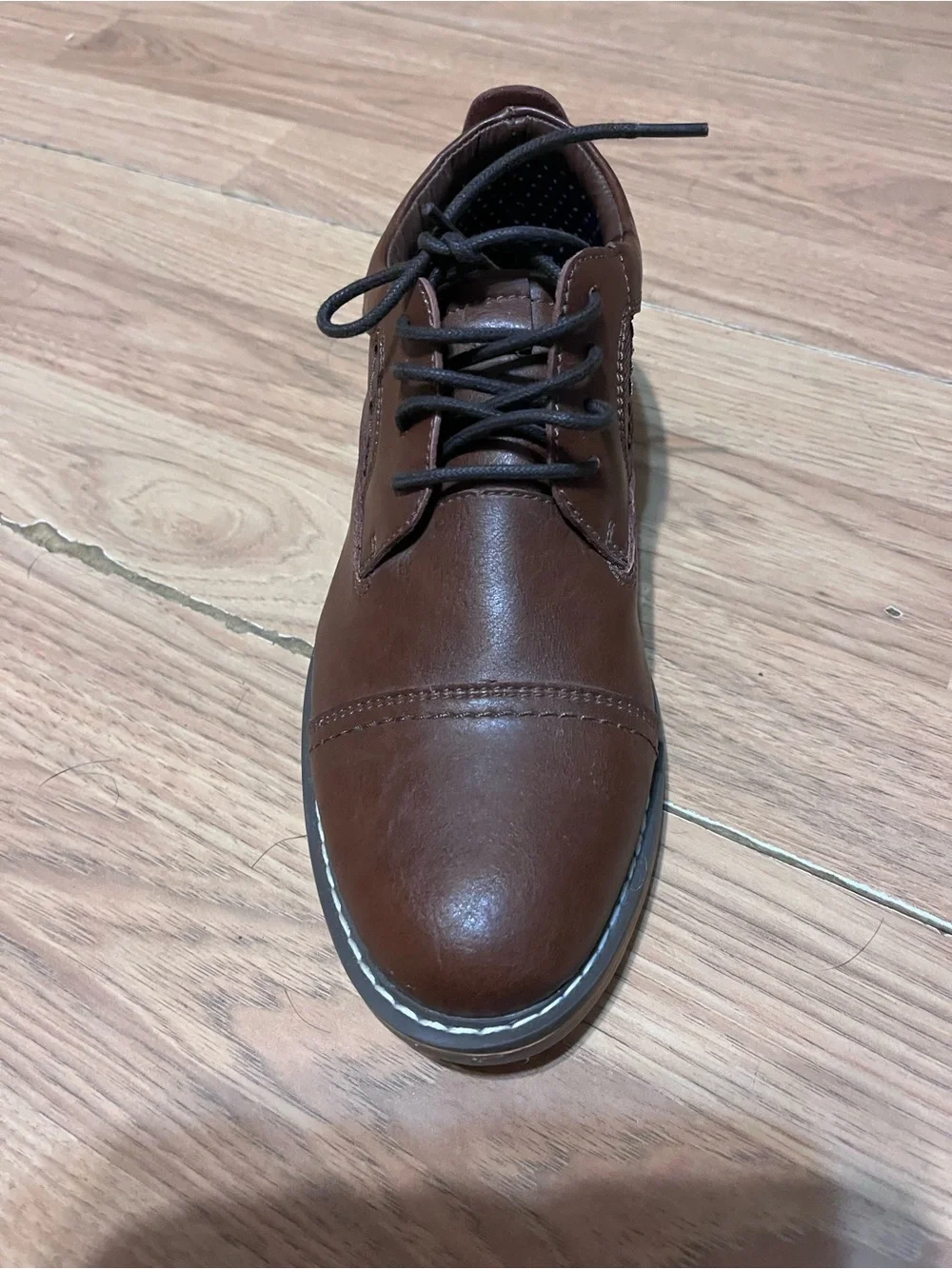 Steve Madden Brown Leather Kids Lace-Up Dress Shoes